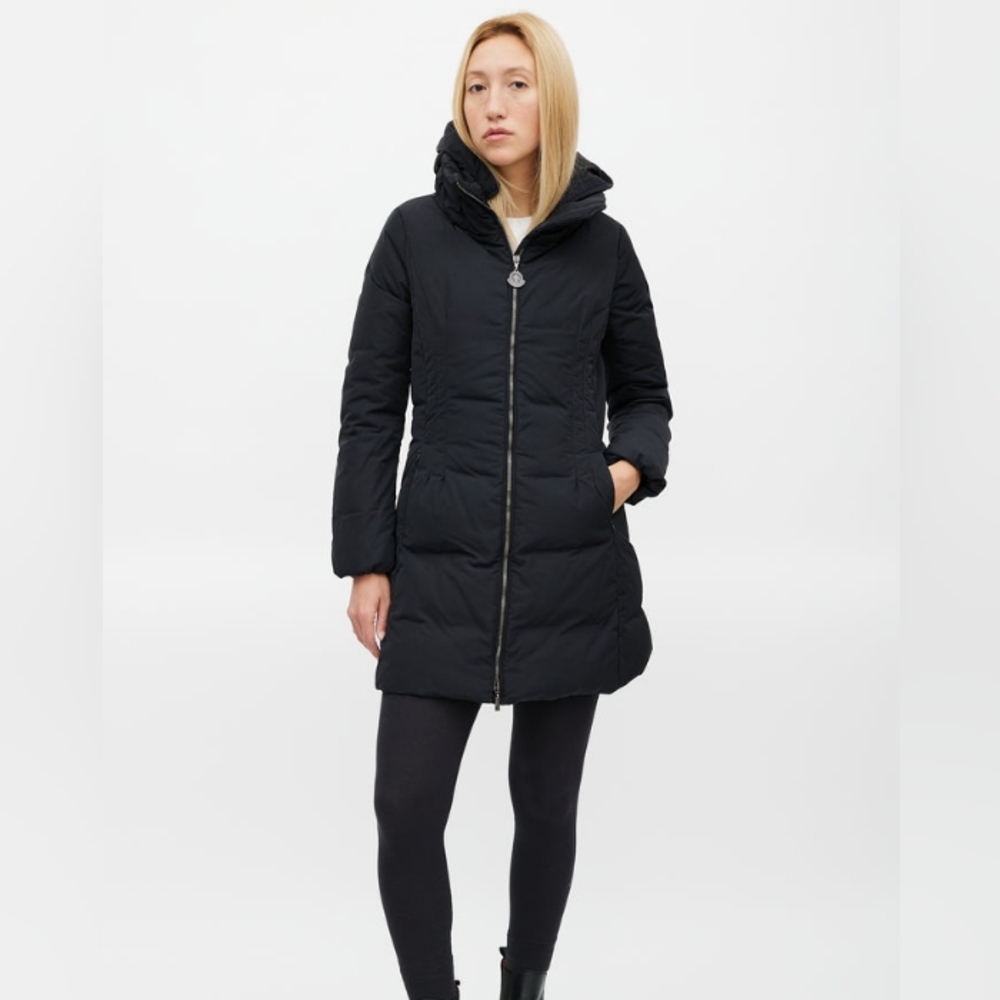 Genuine MONCLER Renne Black Down Filled Puffer Stand Collar Knee Length Jacket 4